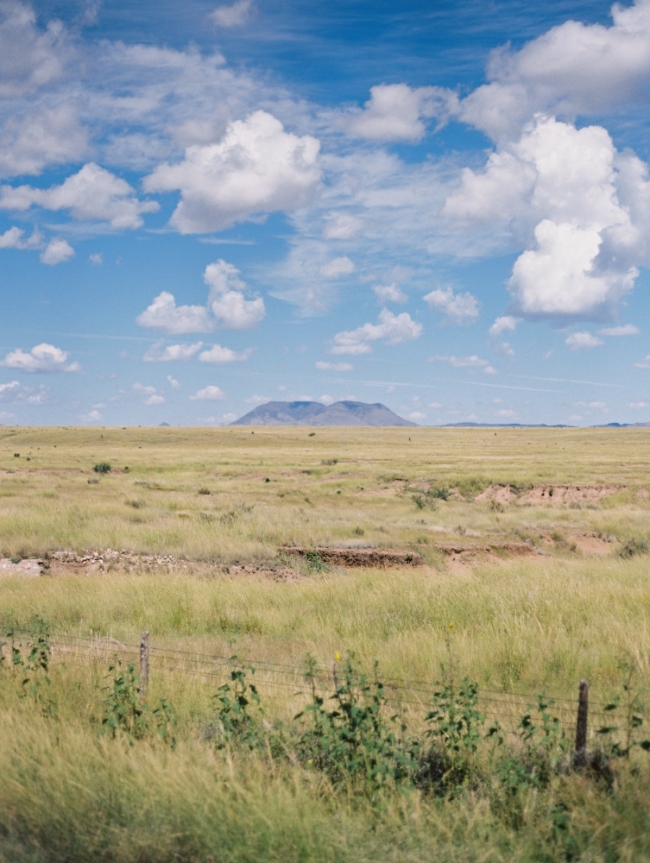 Marfa Texas landscape mountain sky grassland photographed on film