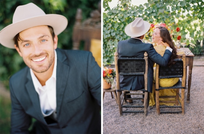 man in grey suit and cowboy hat smiling