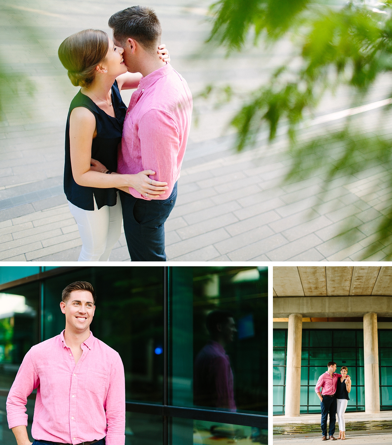 fort worth engagement pink shirt couple