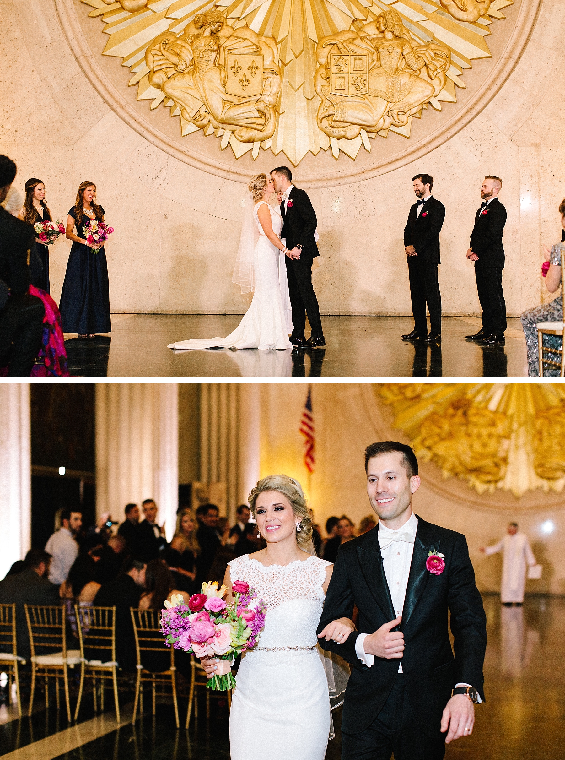 Bride and groom ceremony at Hall of State wedding in Dallas, Texas