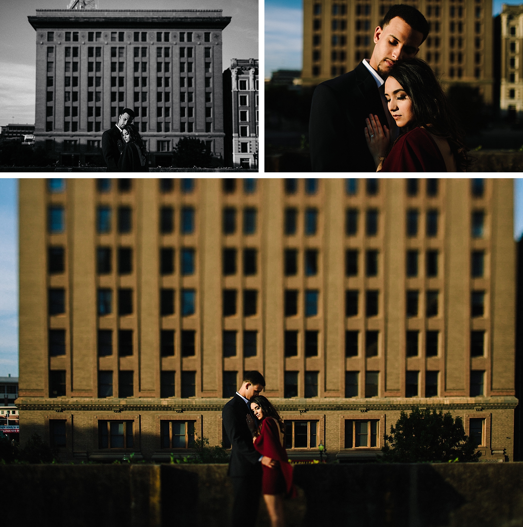 Lina & Nick's at home engagement session in downtown Houston, Texas
