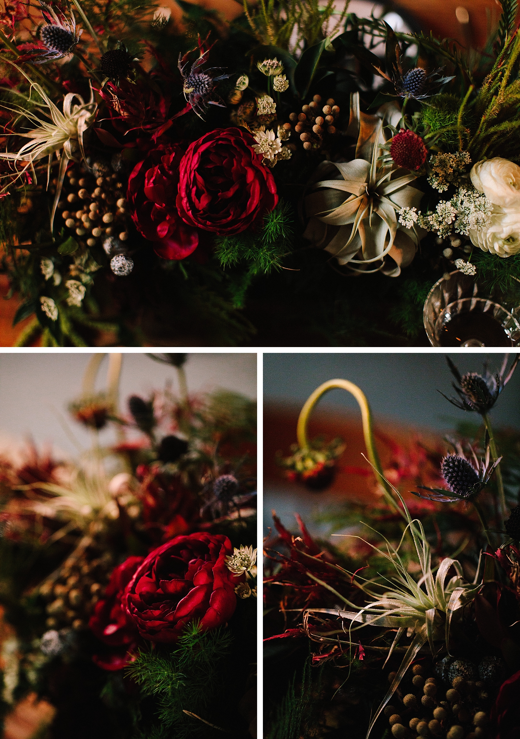 moody reception florals at Brake and Clutch Warehouse 