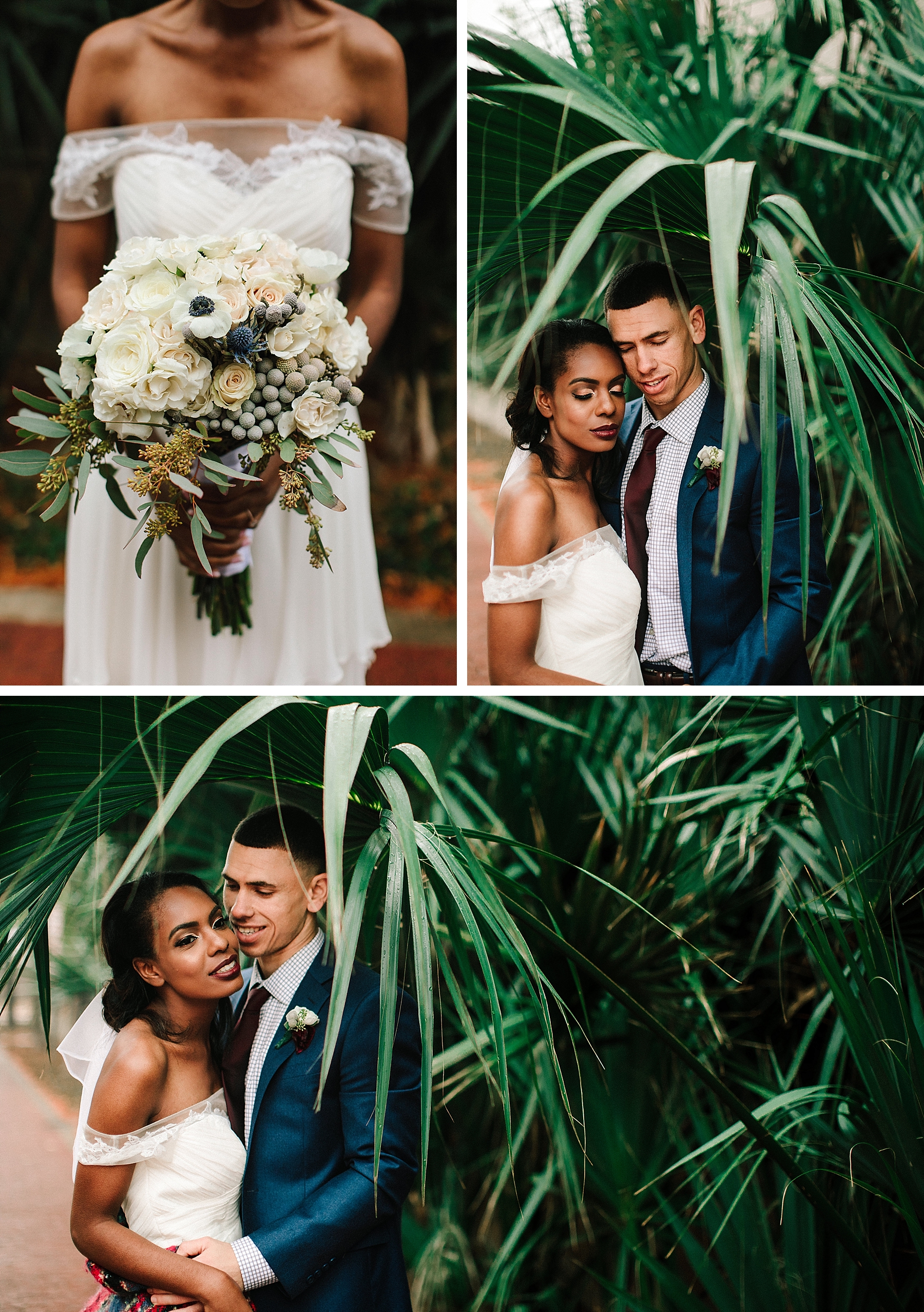 bridal bouquet and wedding couple photos
