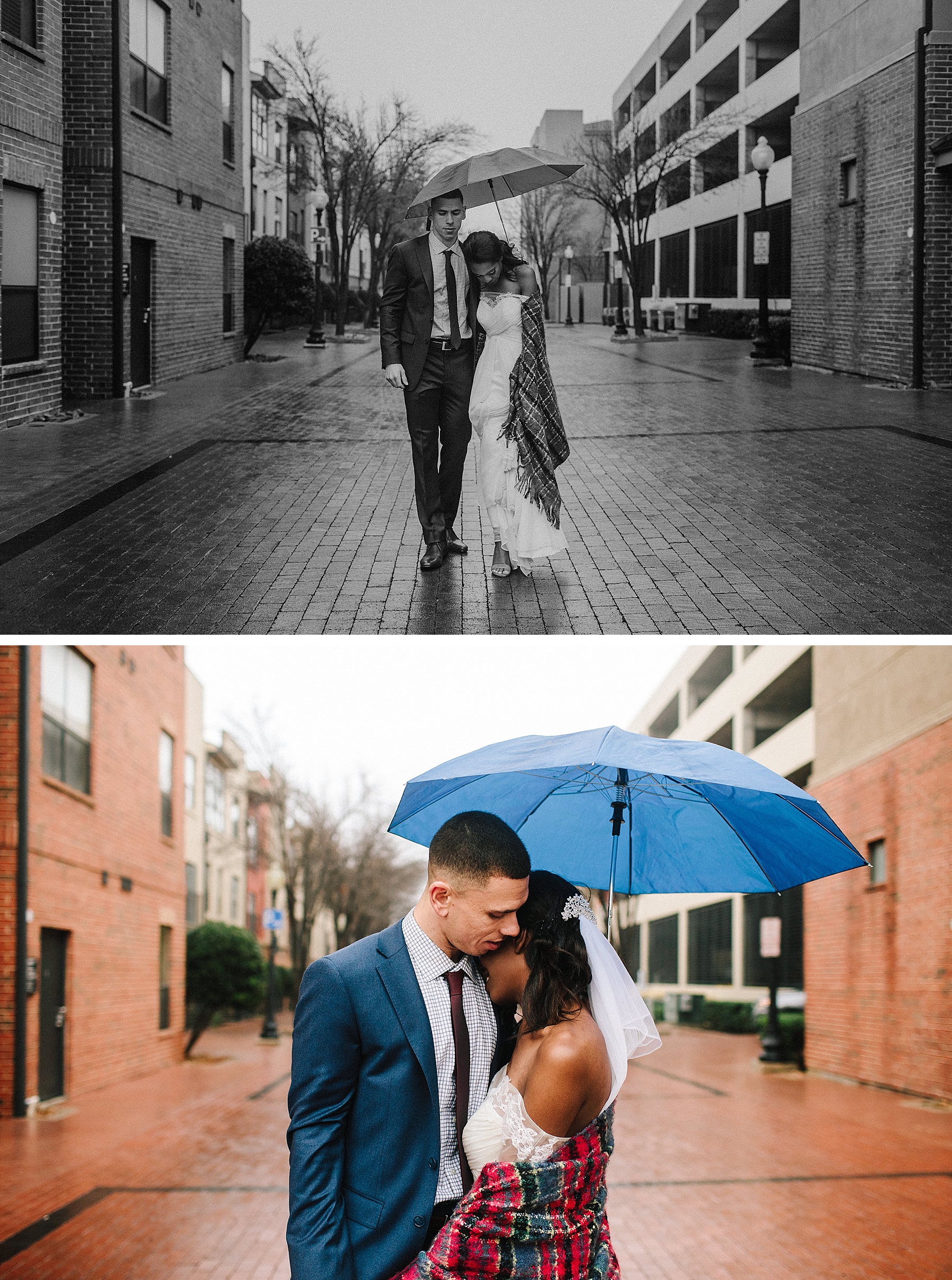 umbrella at rainy wedding day