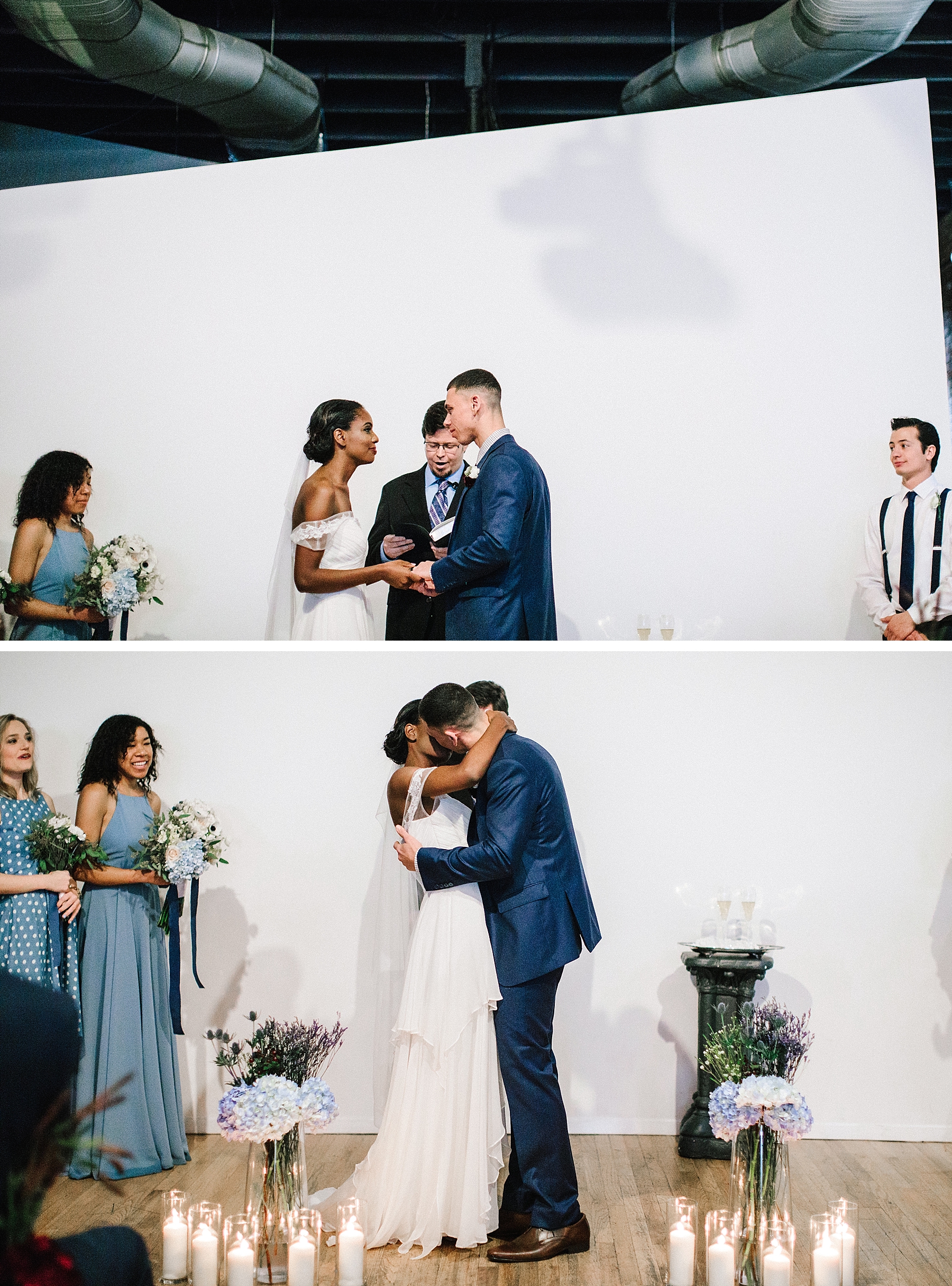 Ceremony Kiss at Event 1013 by Plano Wedding Photographer 