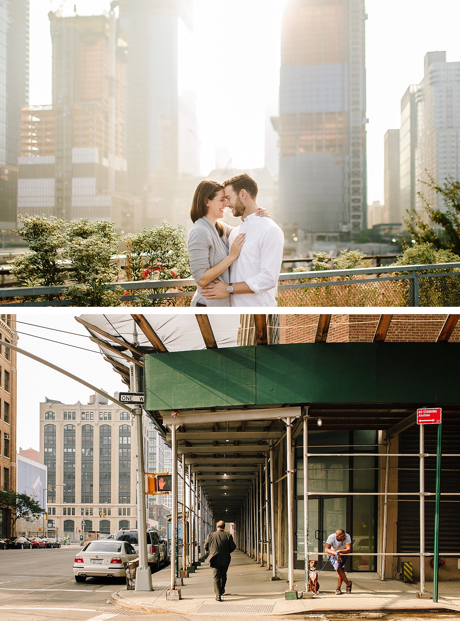 couple embracing Hudson Yards NYC wedding photographer