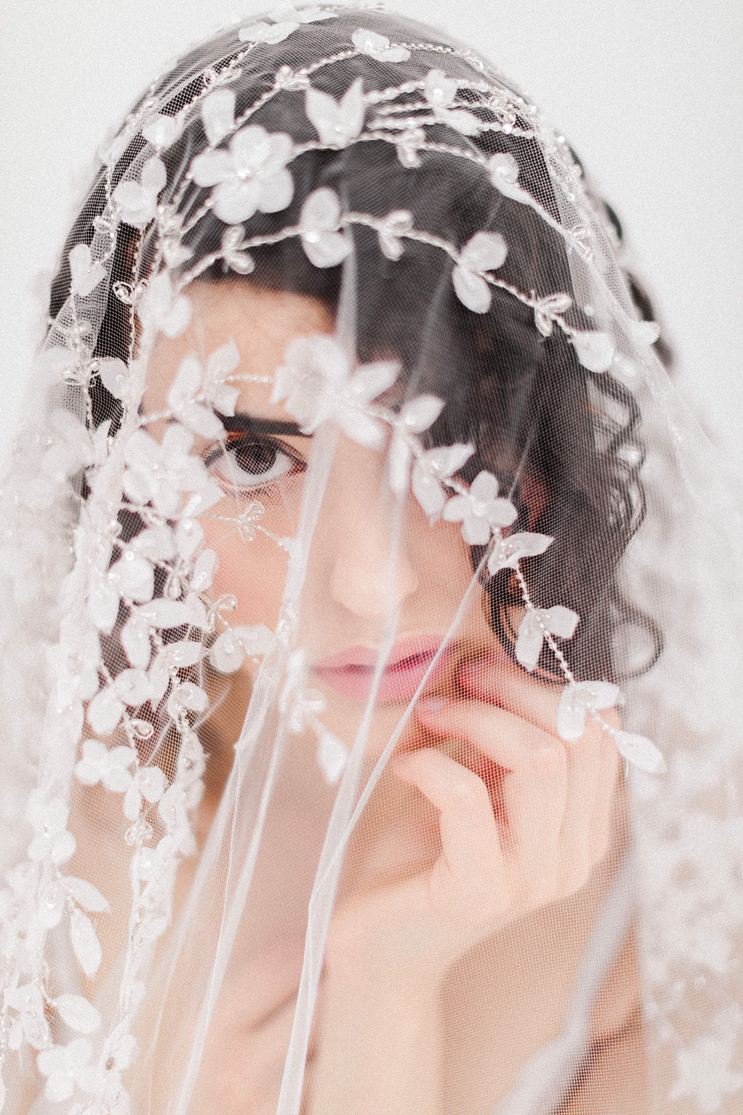 Bride veil portrait