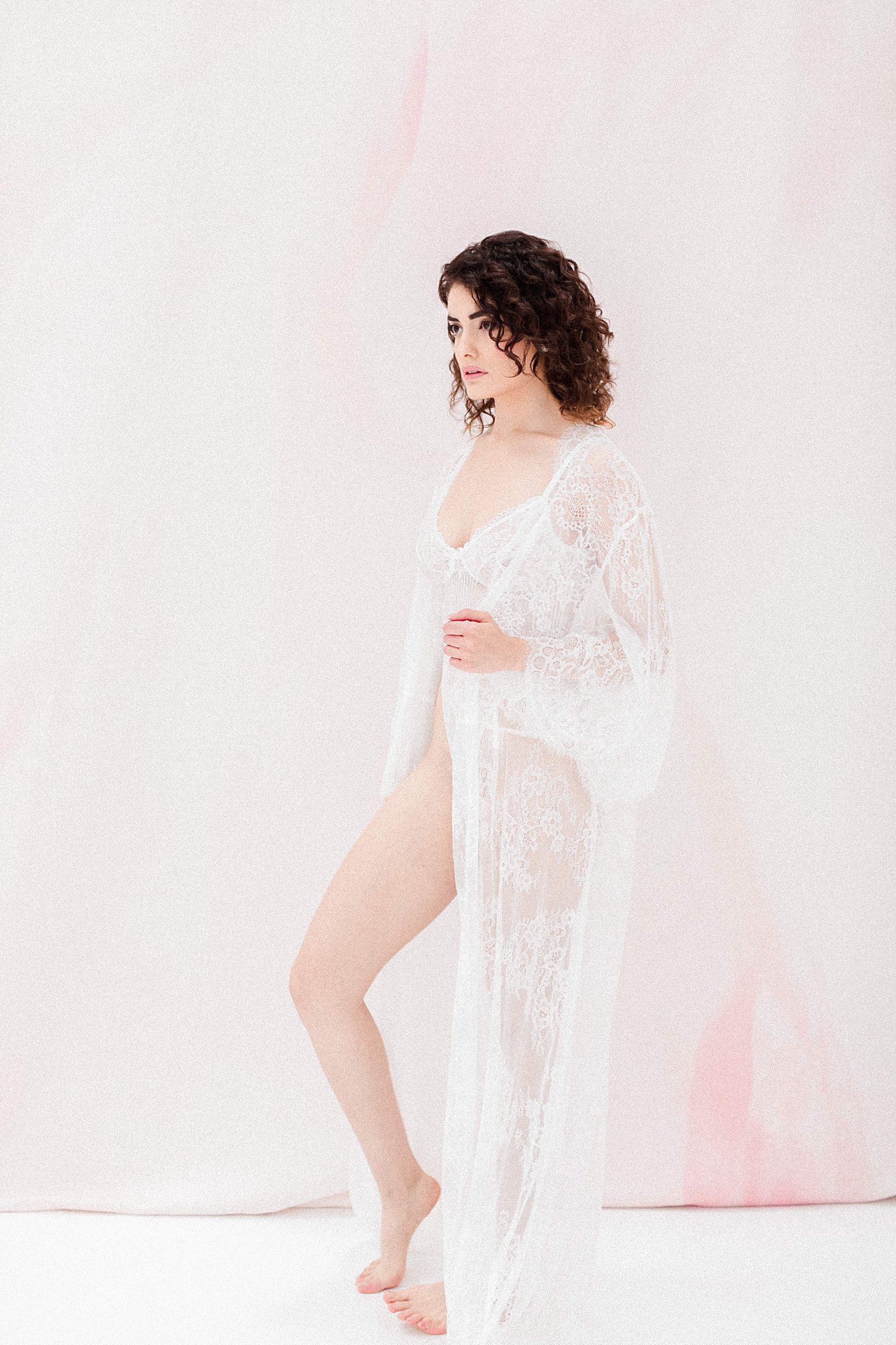 Lace boudoir robe lingerie