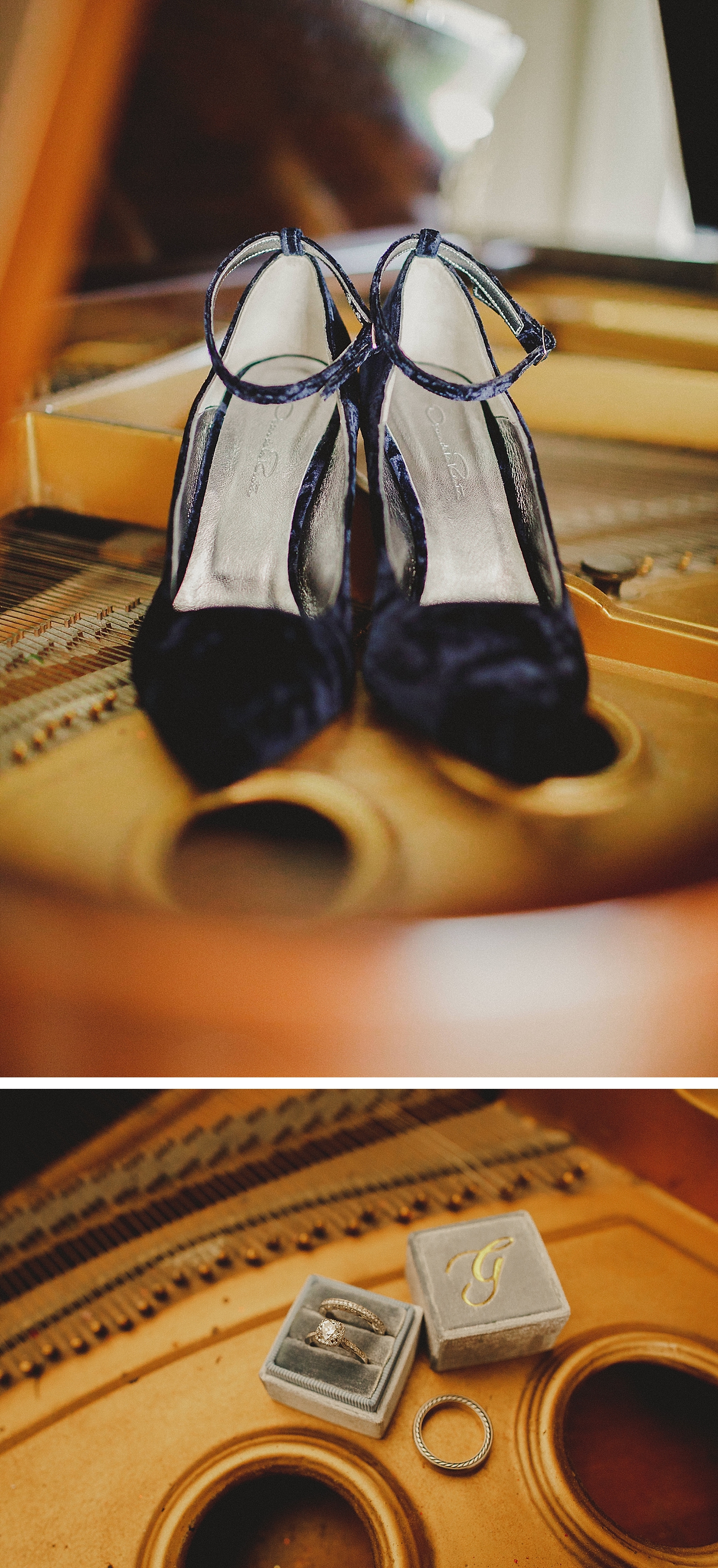 Oscar De La Renta bridal shoes and wedding ring