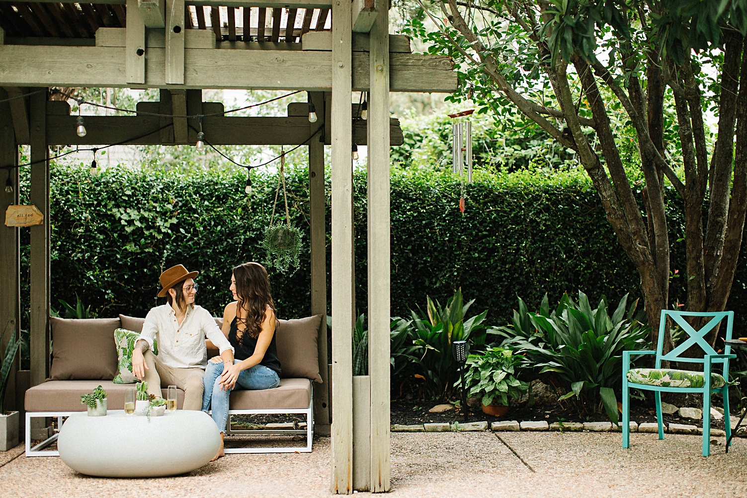 Austin engagement at home Texas patio session