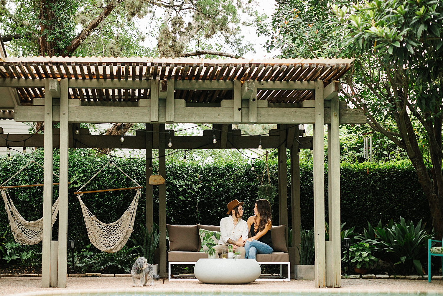 Austin engagement at home patio in Texas