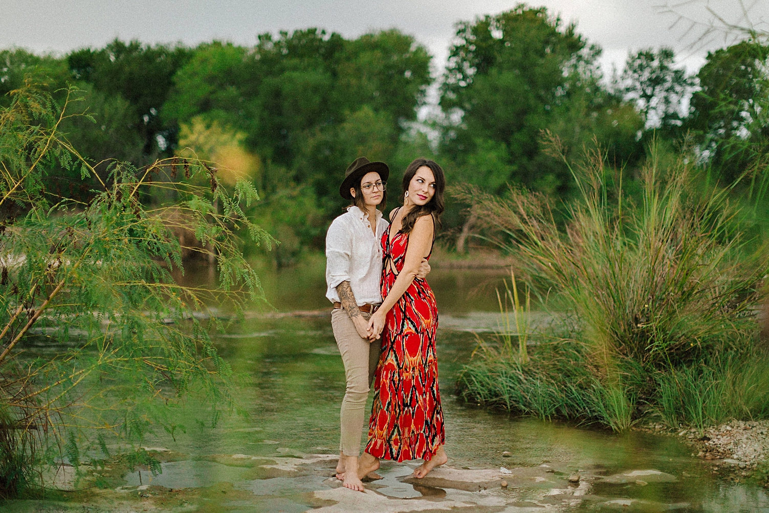 Austin engagement at McKinney Falls Texas water