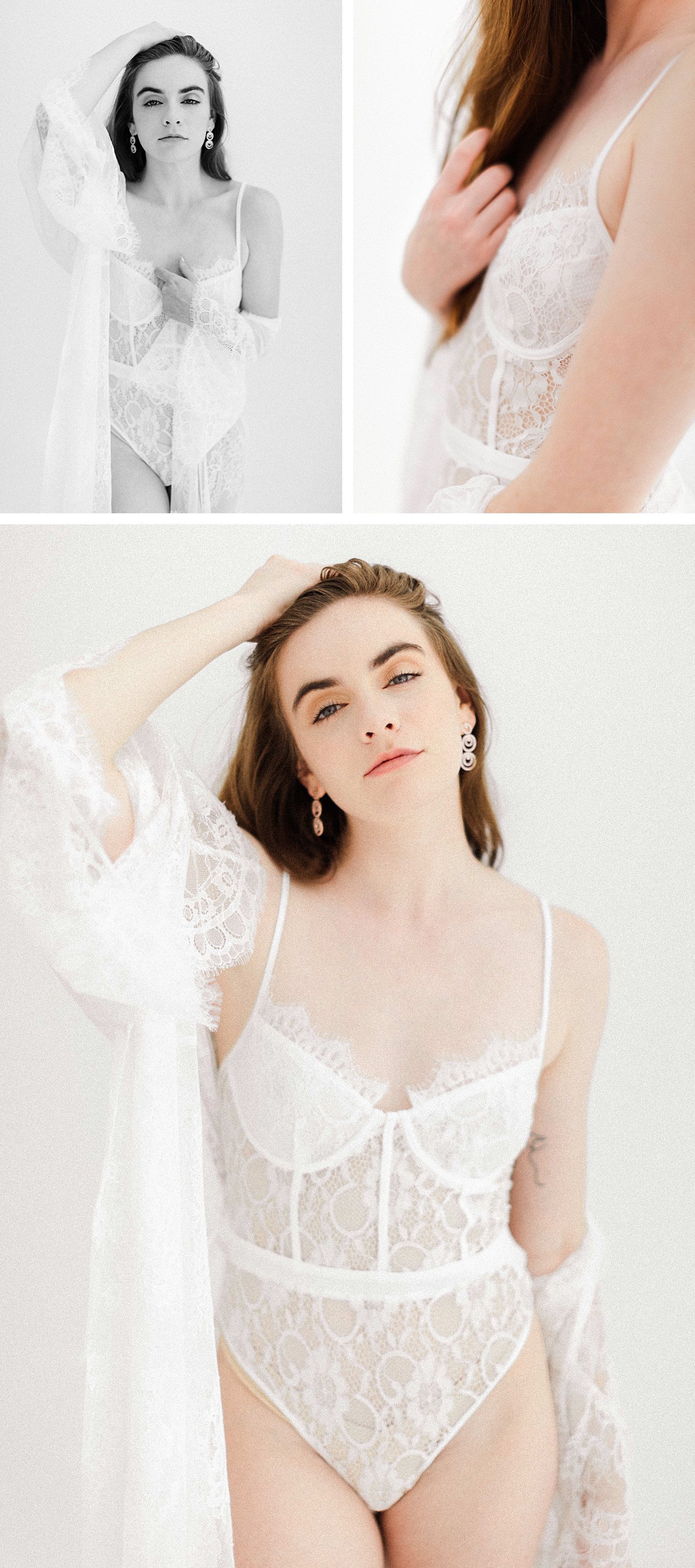 Lace bridal bodysuit robe