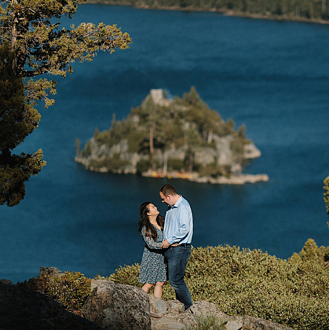 Couple in lake tahoe emerald bay