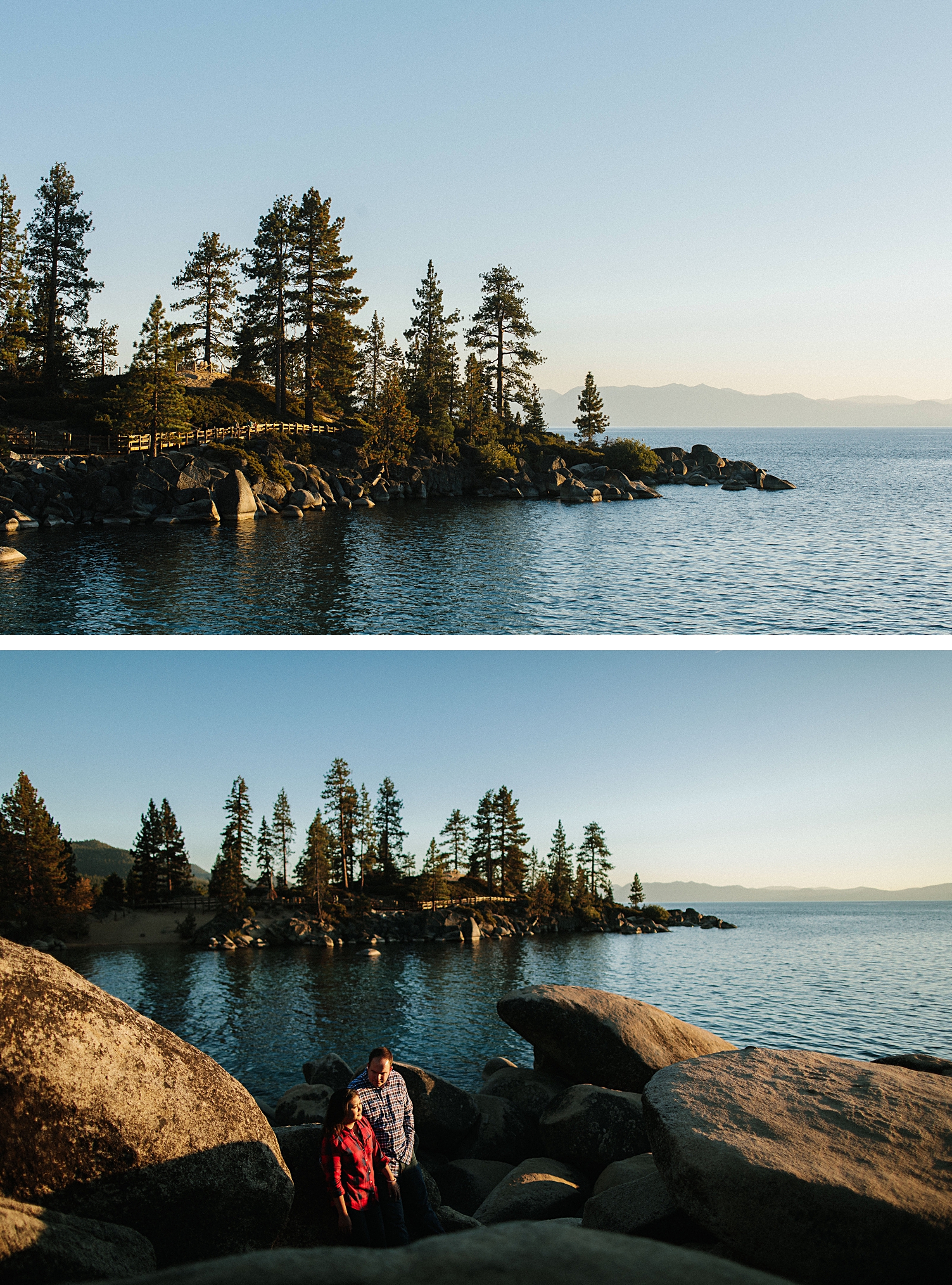 Lake Tahoe engagement session at Sand Harbor sunset