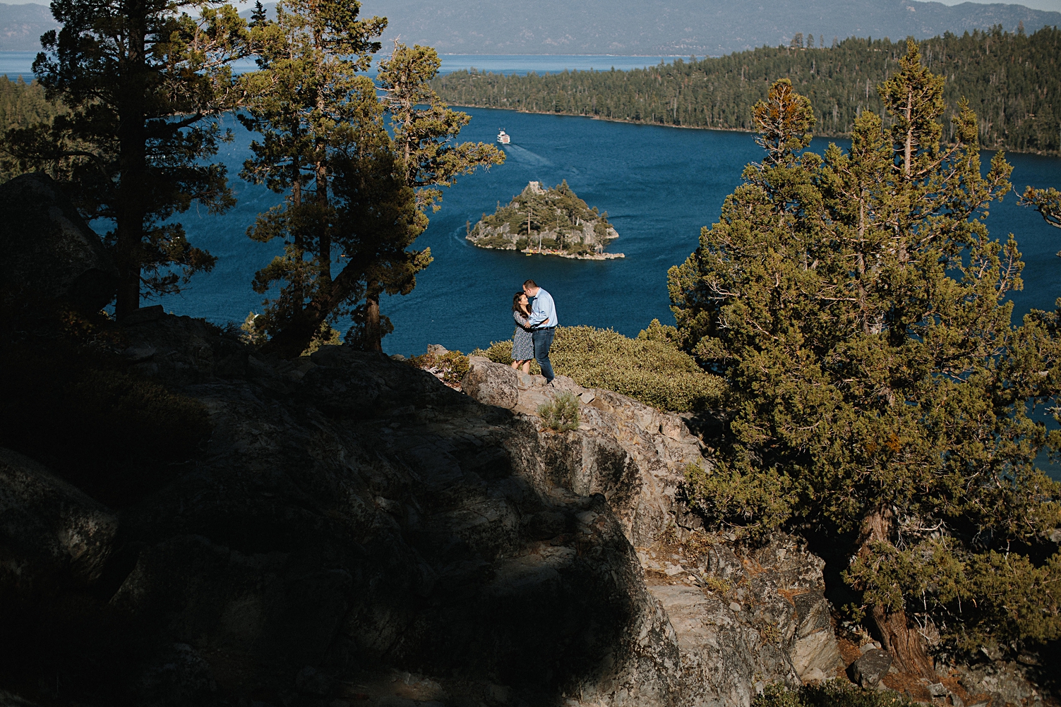 Lake Tahoe engagement session at Emerald Bay landscape