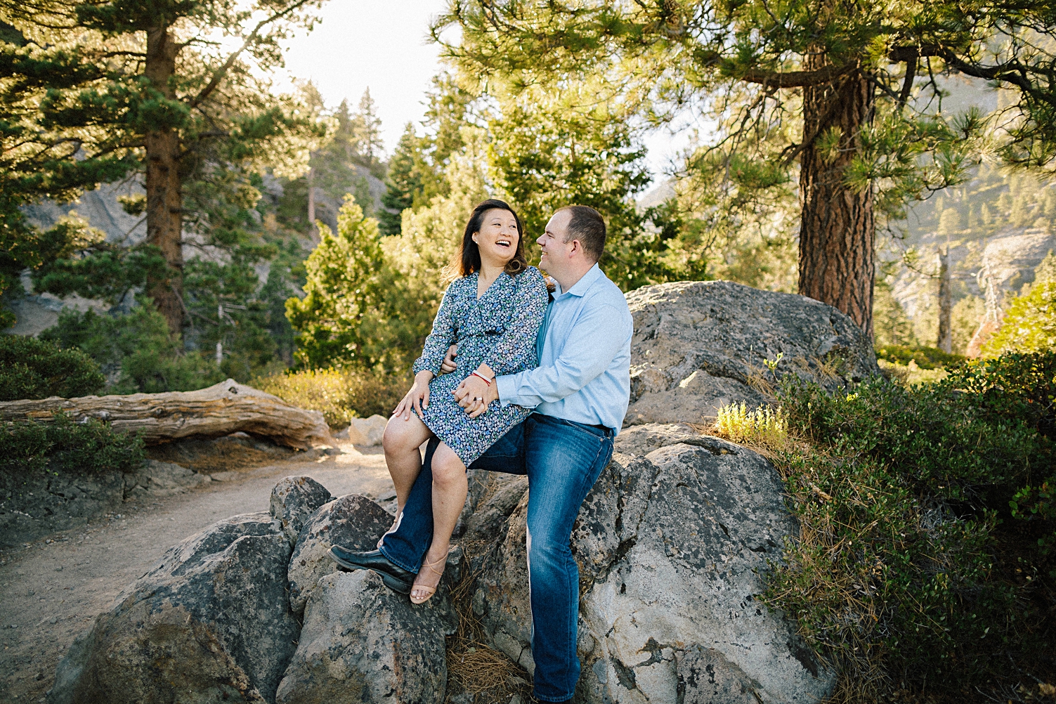 Lake Tahoe engagement session at Emerald Bay rocks