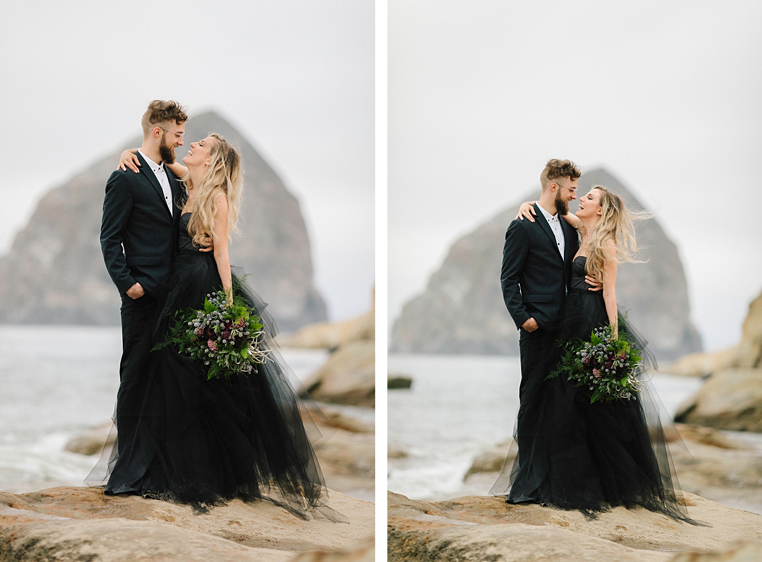 Oregon Coast Wedding Inspiration black dress