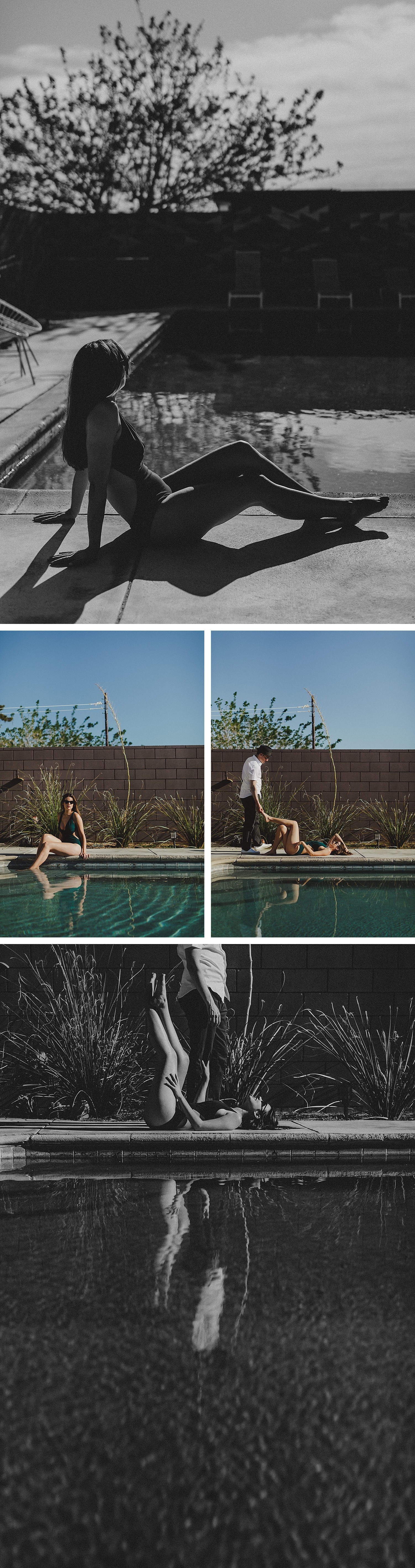 Palm Springs engagement poolside