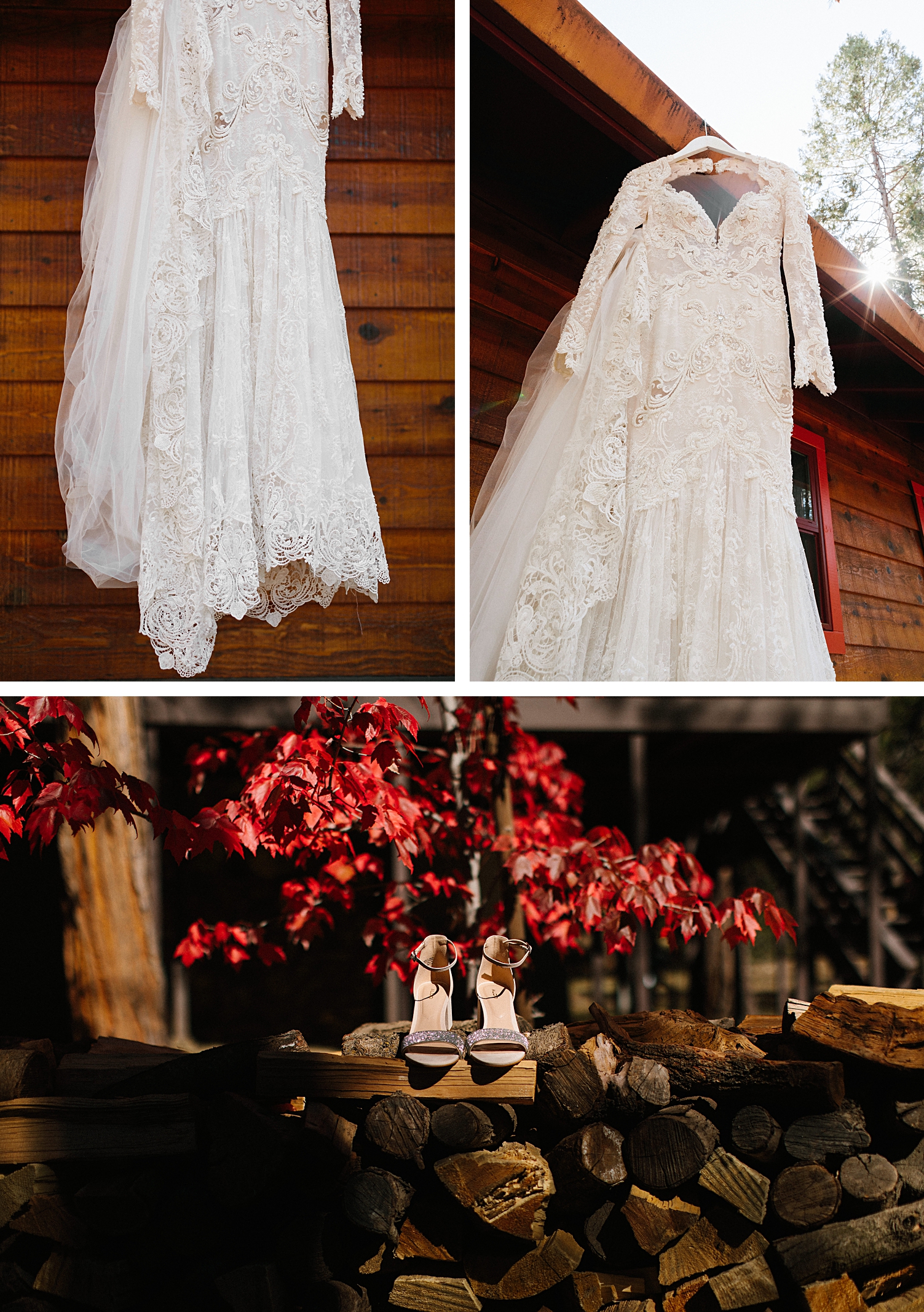 Yosemite Wedding bride details dress