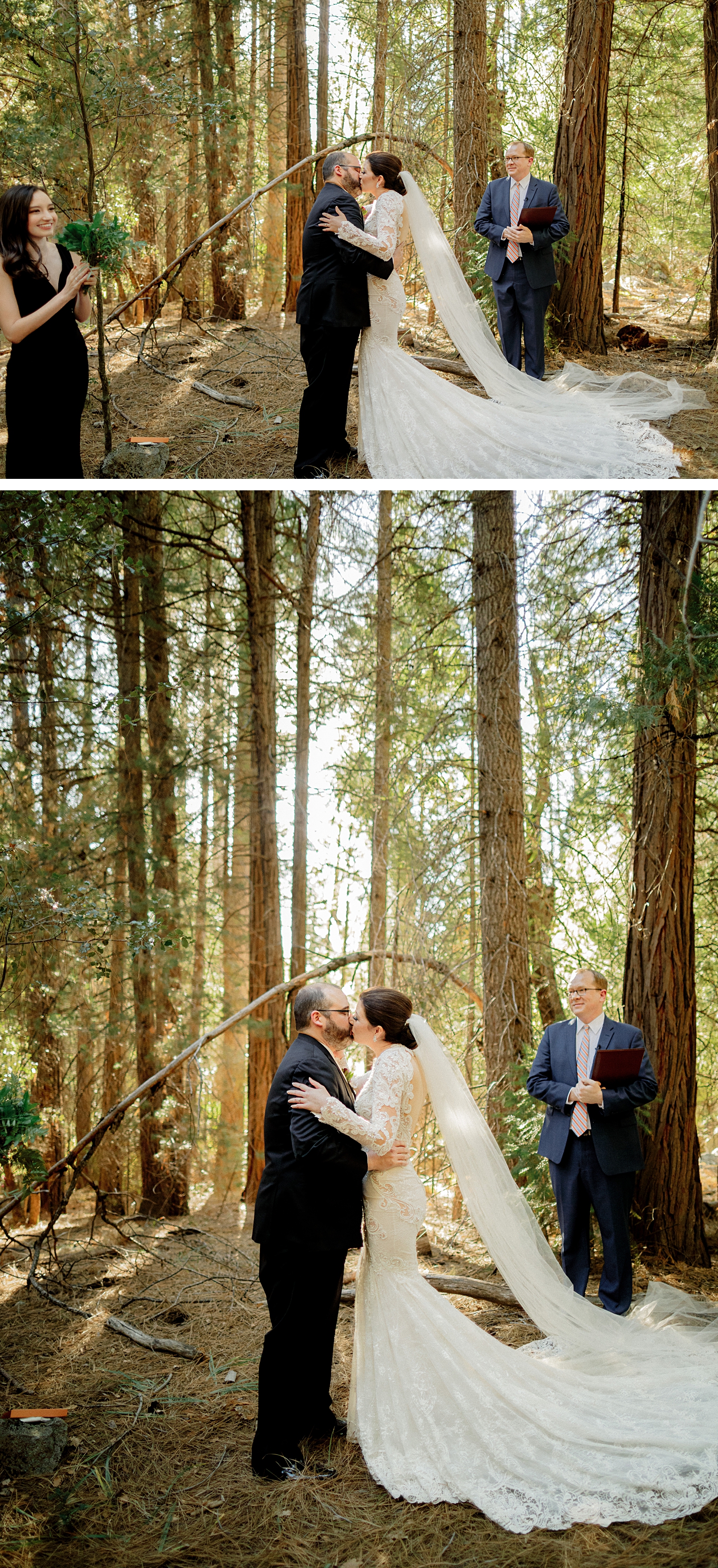 Yosemite Wedding ceremony kiss