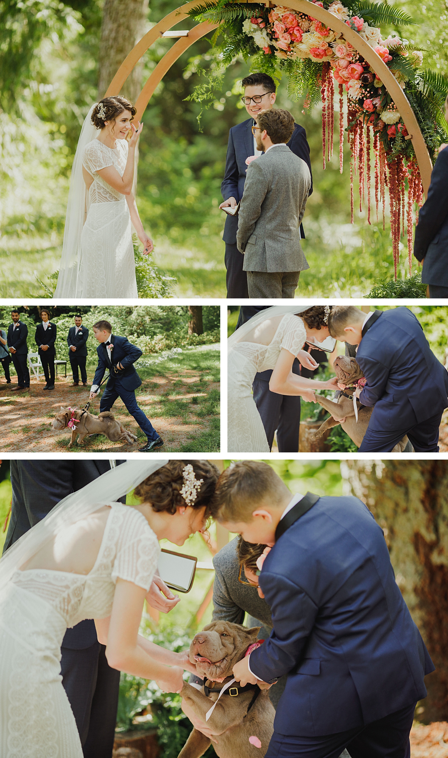 Portland Oregon wedding at Hoyt Arboretum dog ring