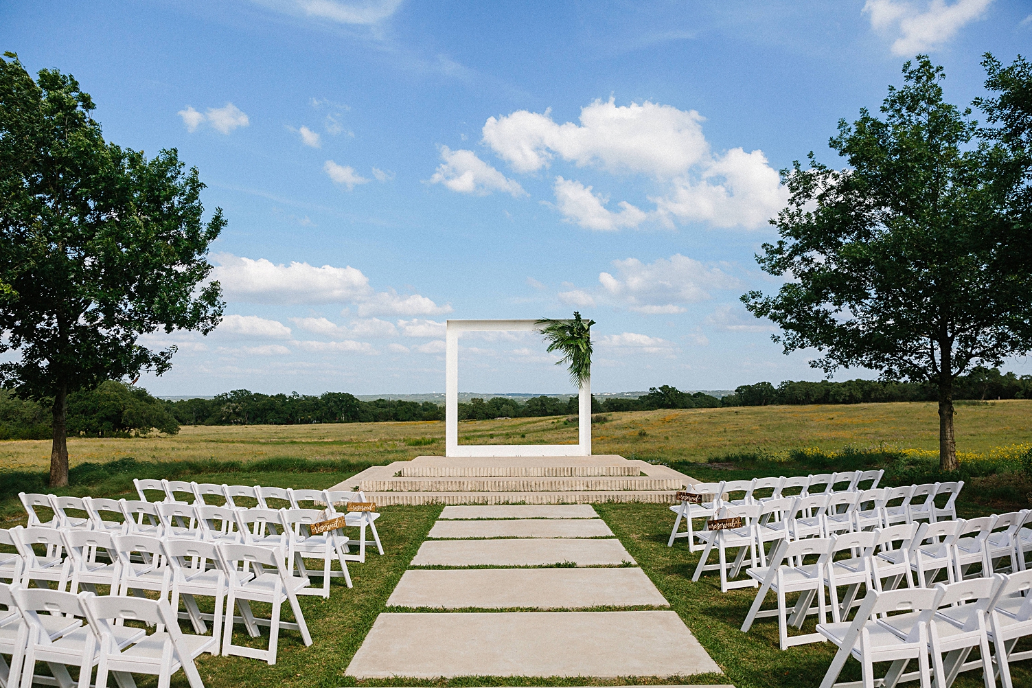 Wedding altar outdoor Texas white square modern