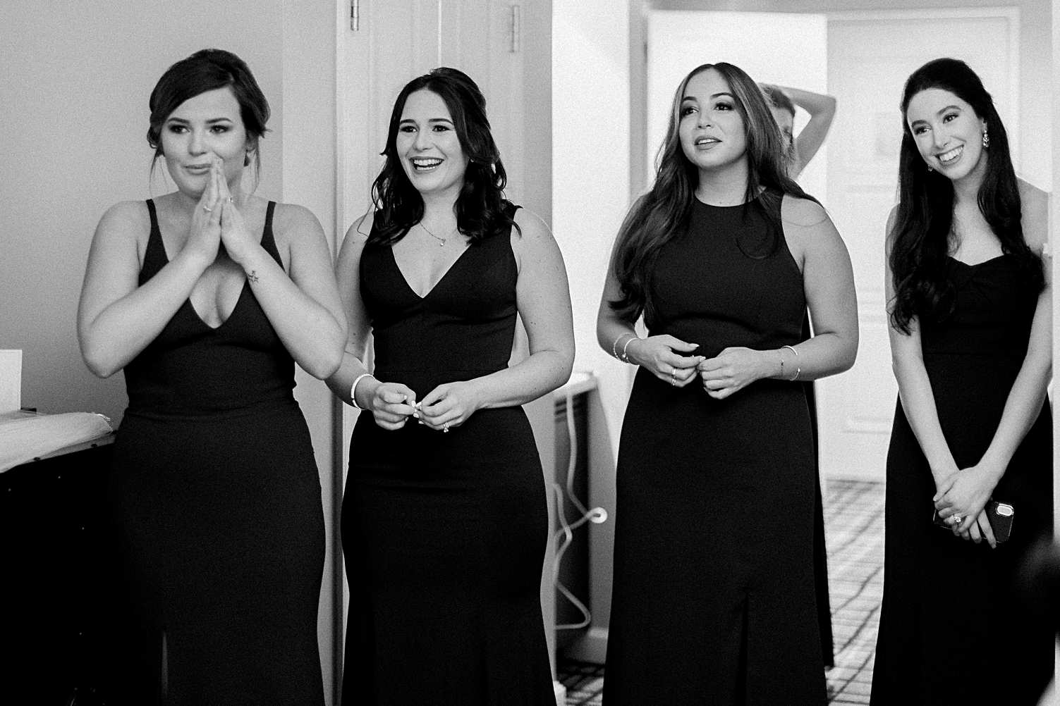 bridesmaids seeing bride for first time