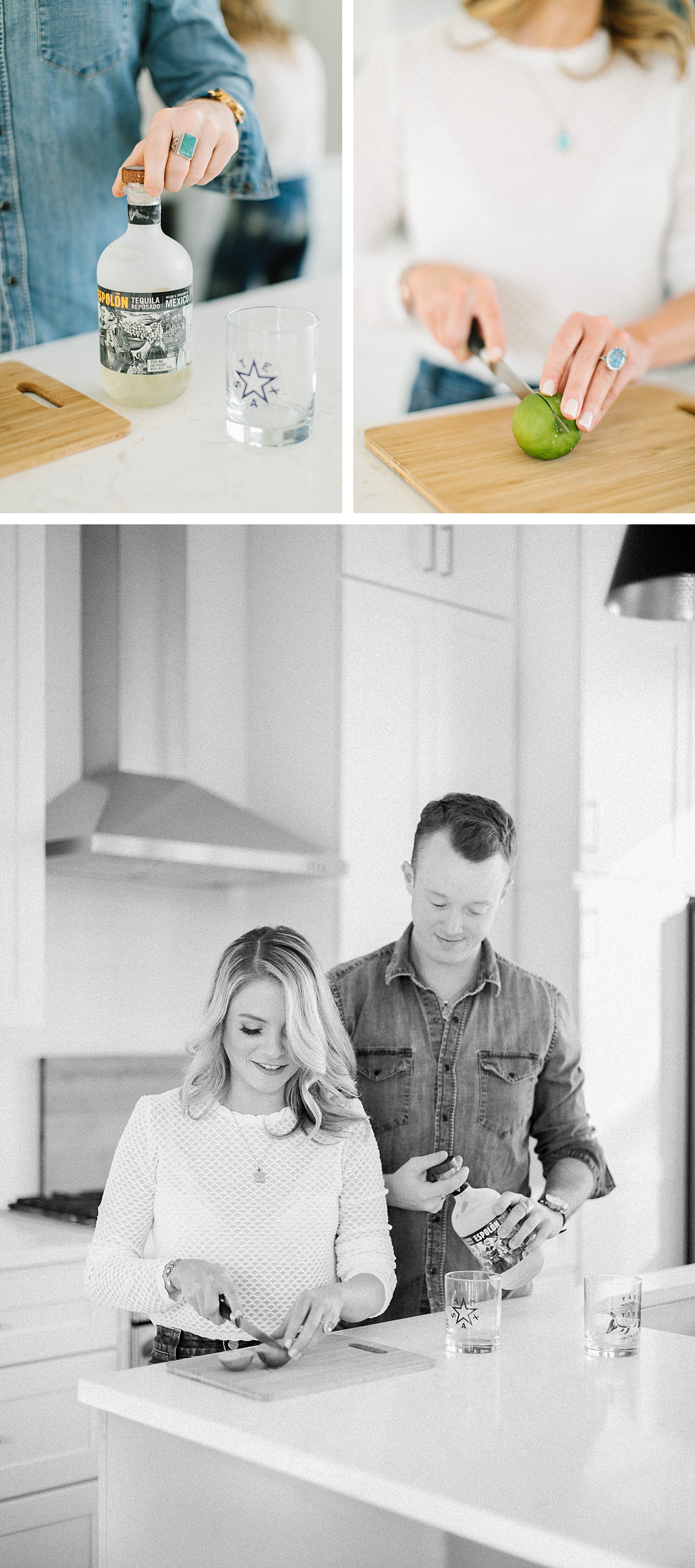 making tequila engagement photos