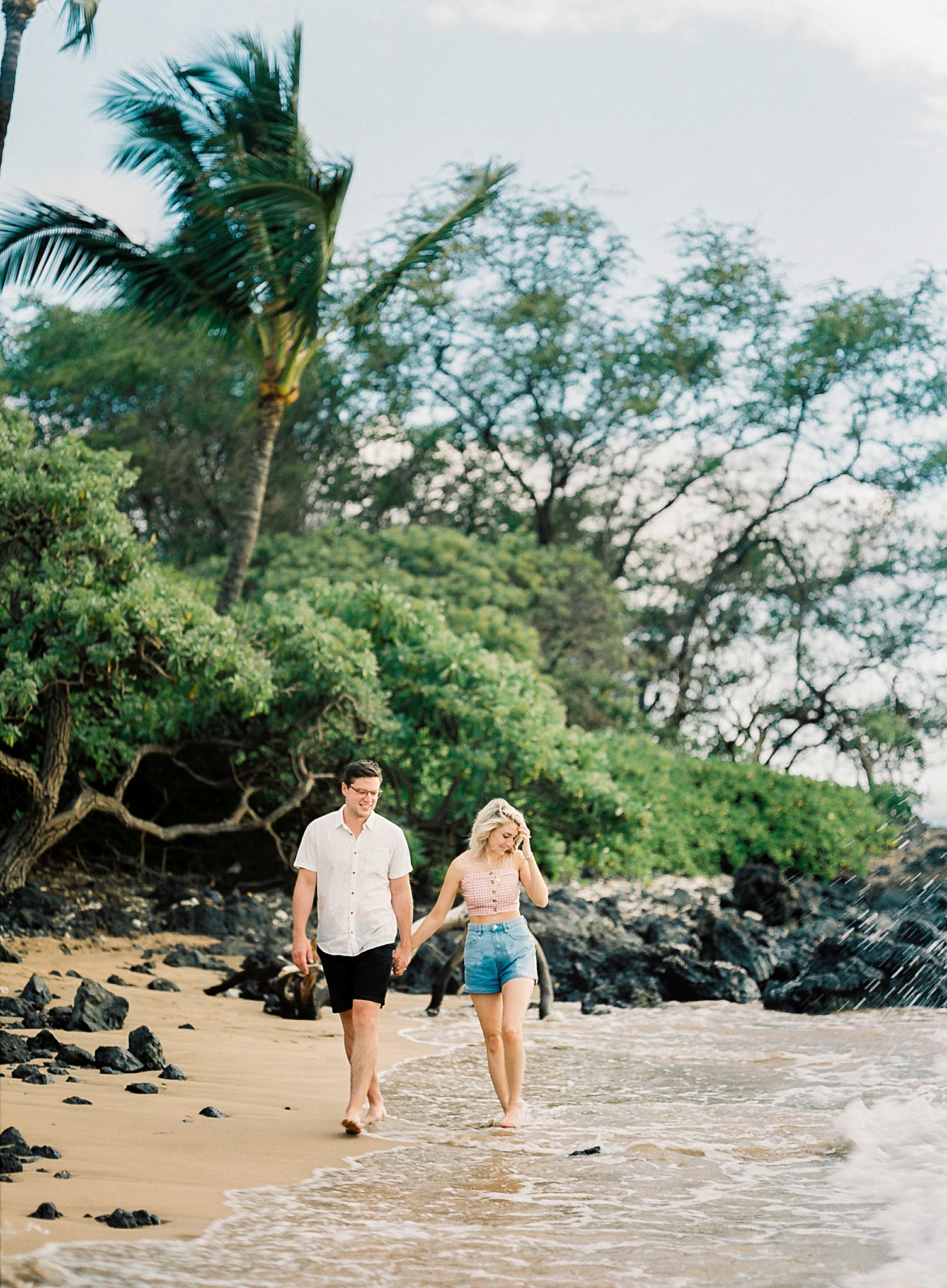 Wailea Maui engagement couple on beach Andaz 