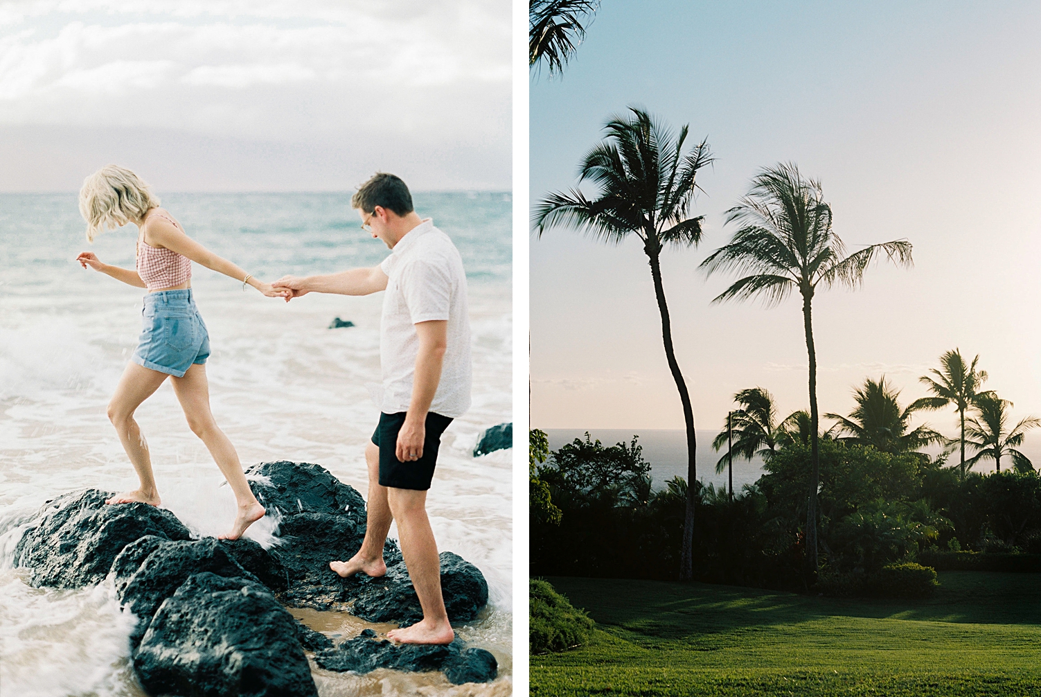 Wailea Maui engagement couple on beach Andaz resort