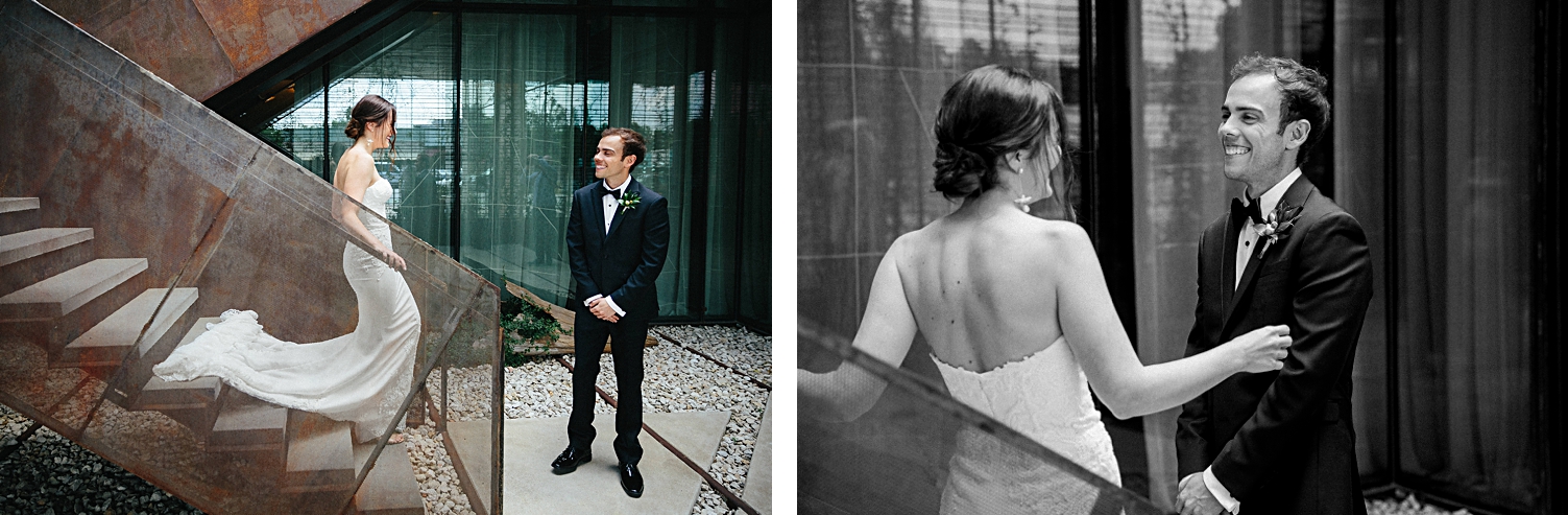 South Congress Hotel Wedding Bride and Groom first look 
