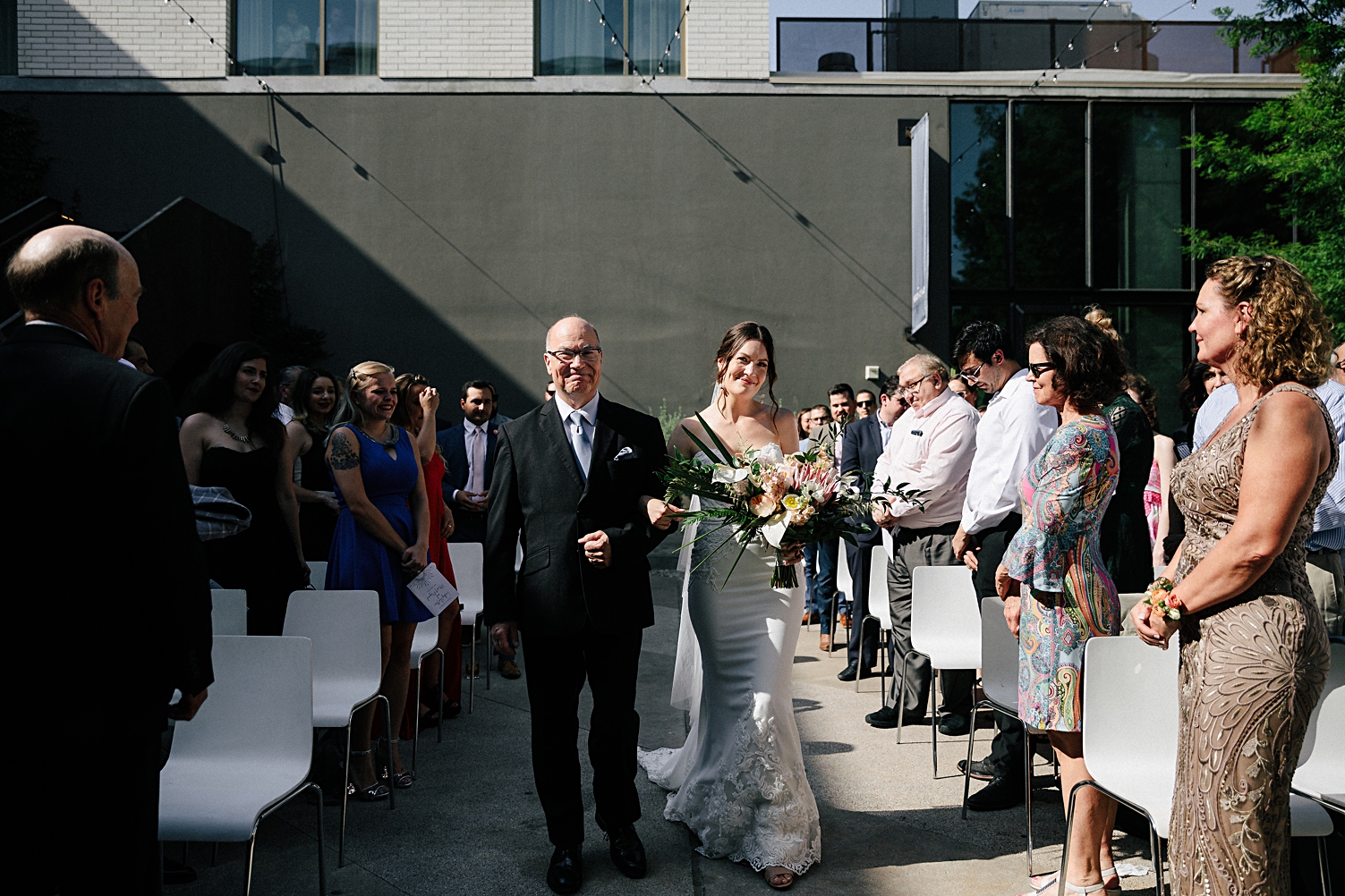 father and bride walking down aisle south congress hotel wedding austin