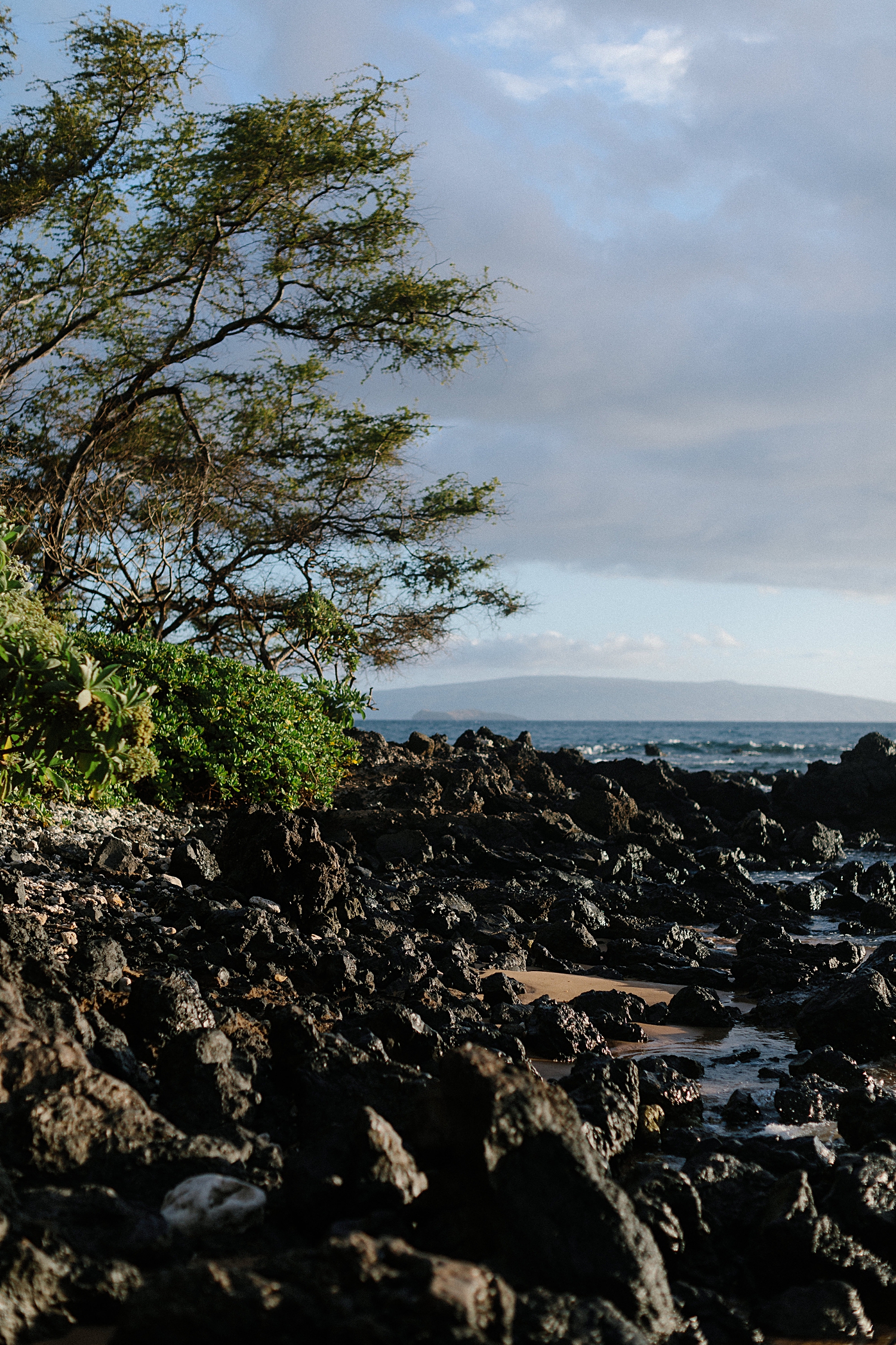 black rocky beach hawaii