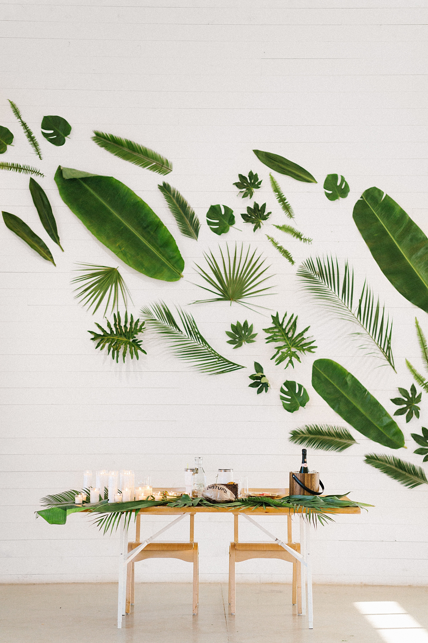 prospect house wedding head table palm leaves