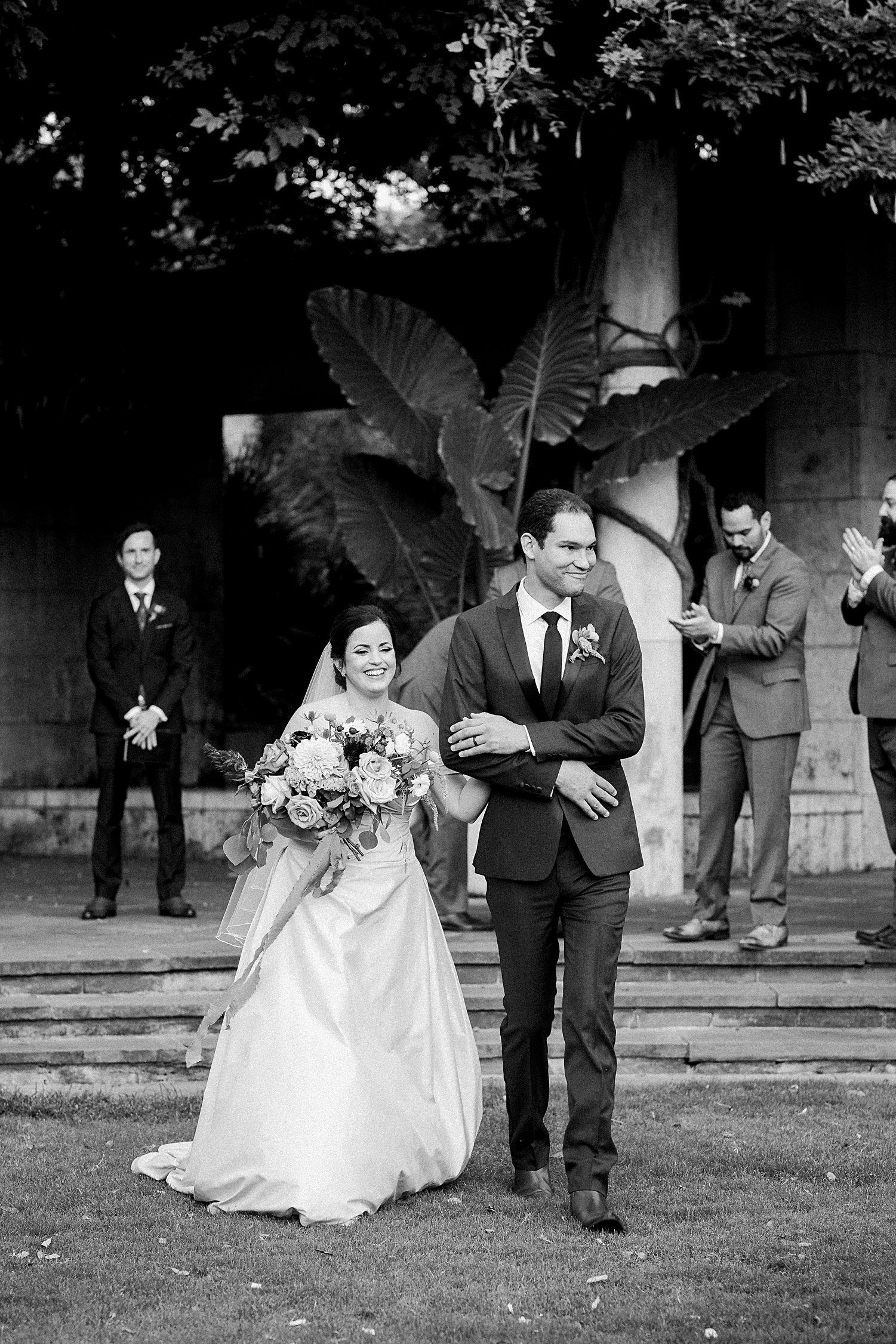 colorful wedding ceremony bride and groom recessional