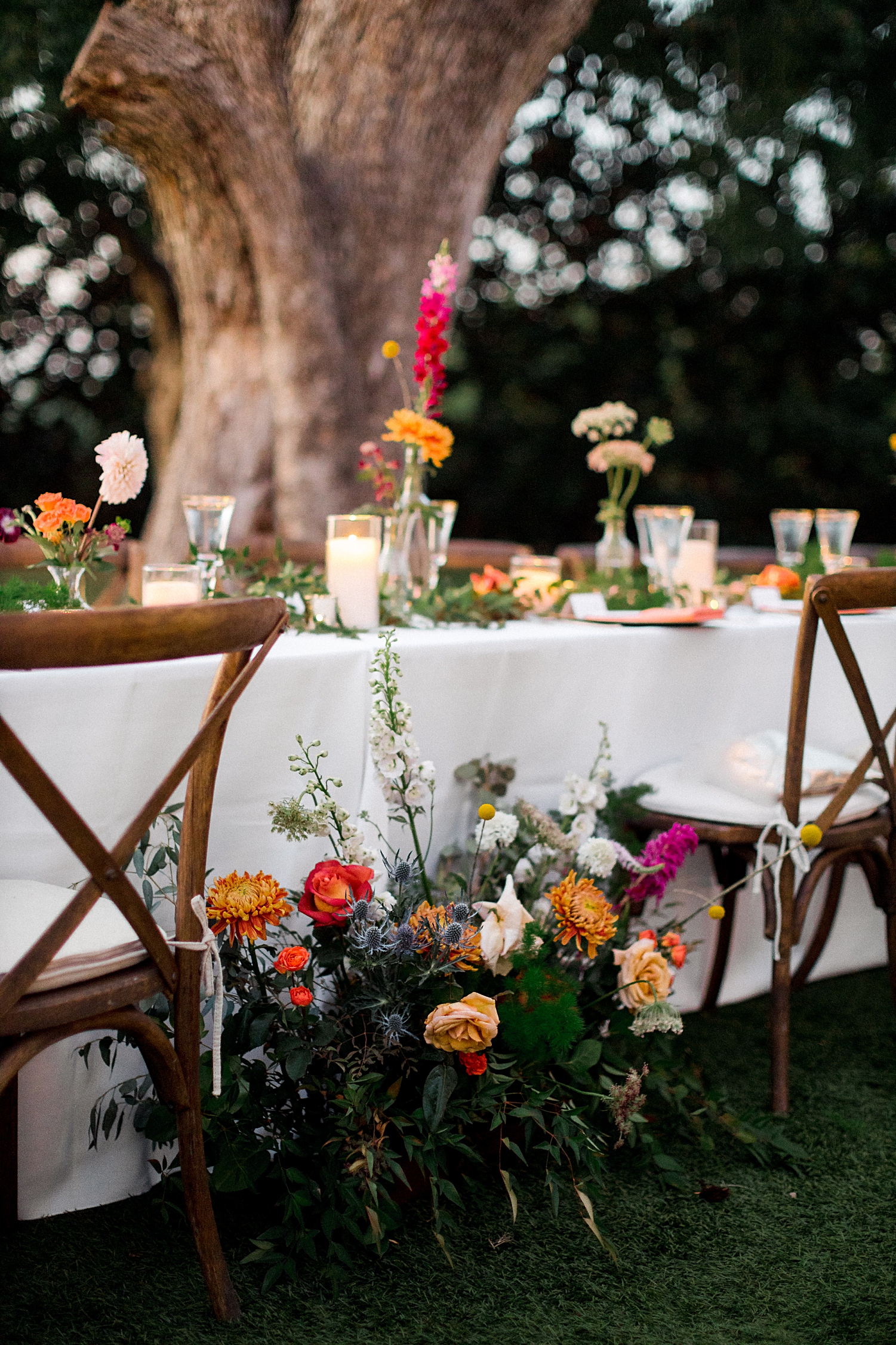 wedding reception table florals and decor