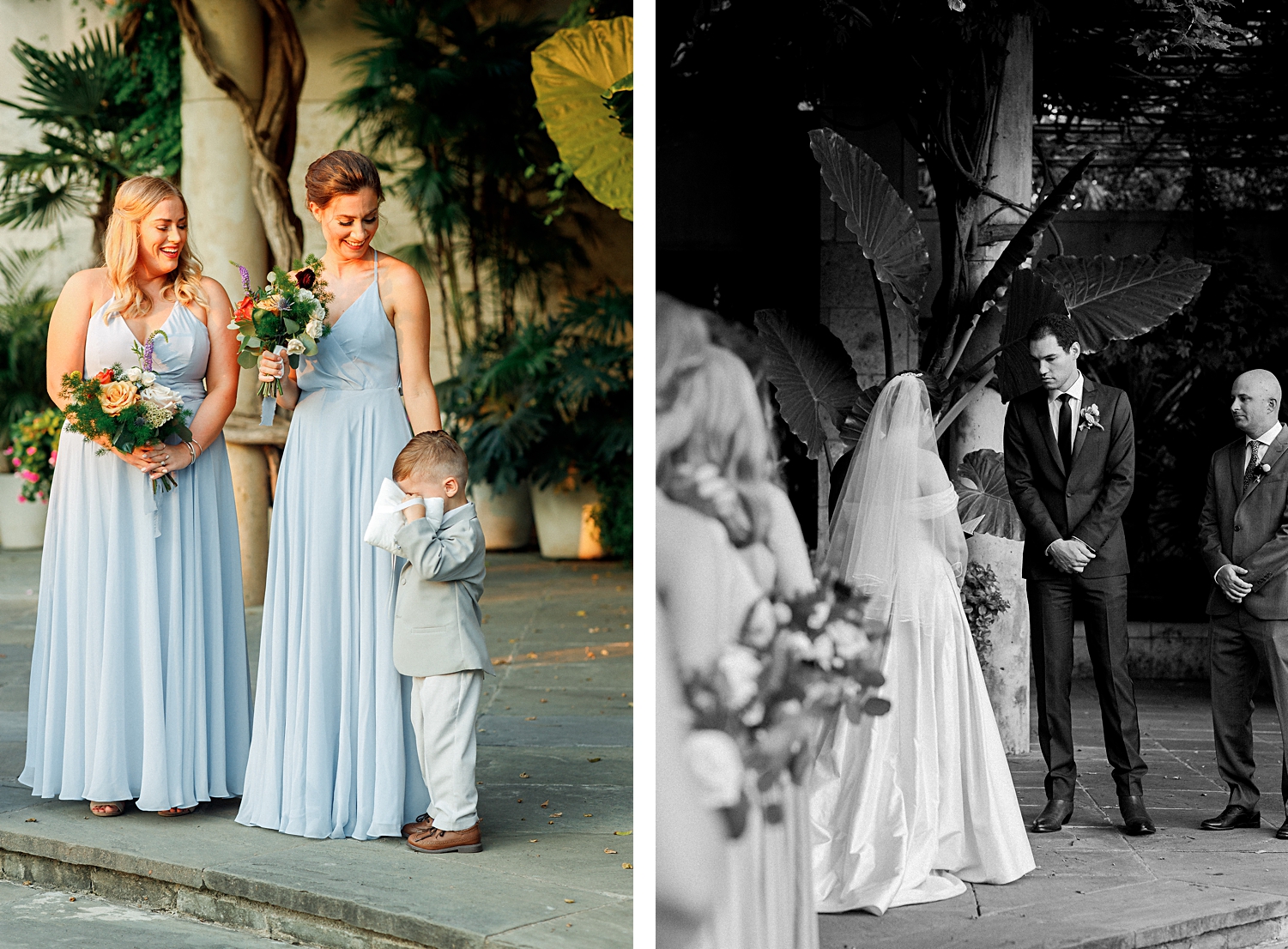 dallas arboretum wedding ceremony blue dress