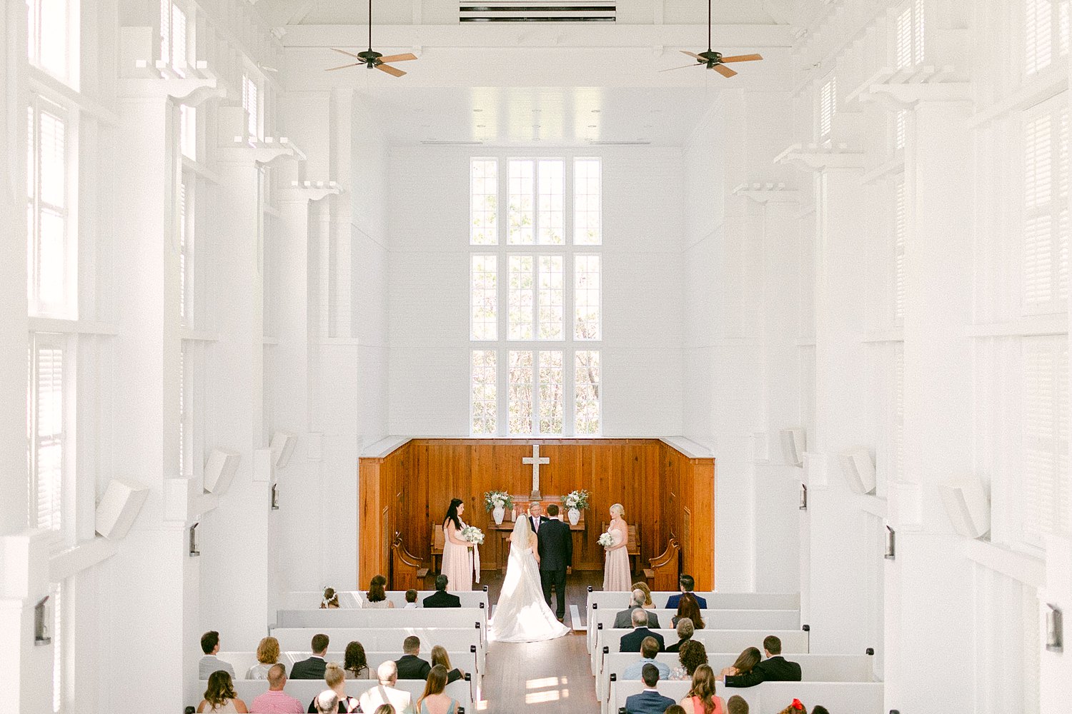 inside wedding ceremony at Seaside chapel Florida