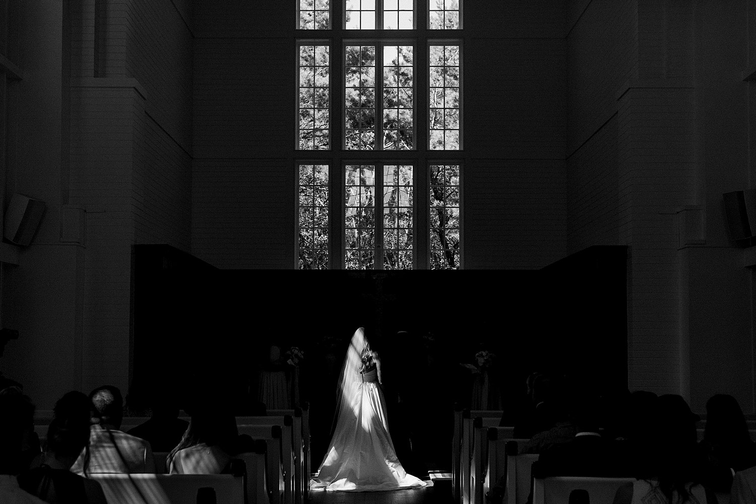 Seaside Chapel Florida wedding ceremony indoor dark bride at altar