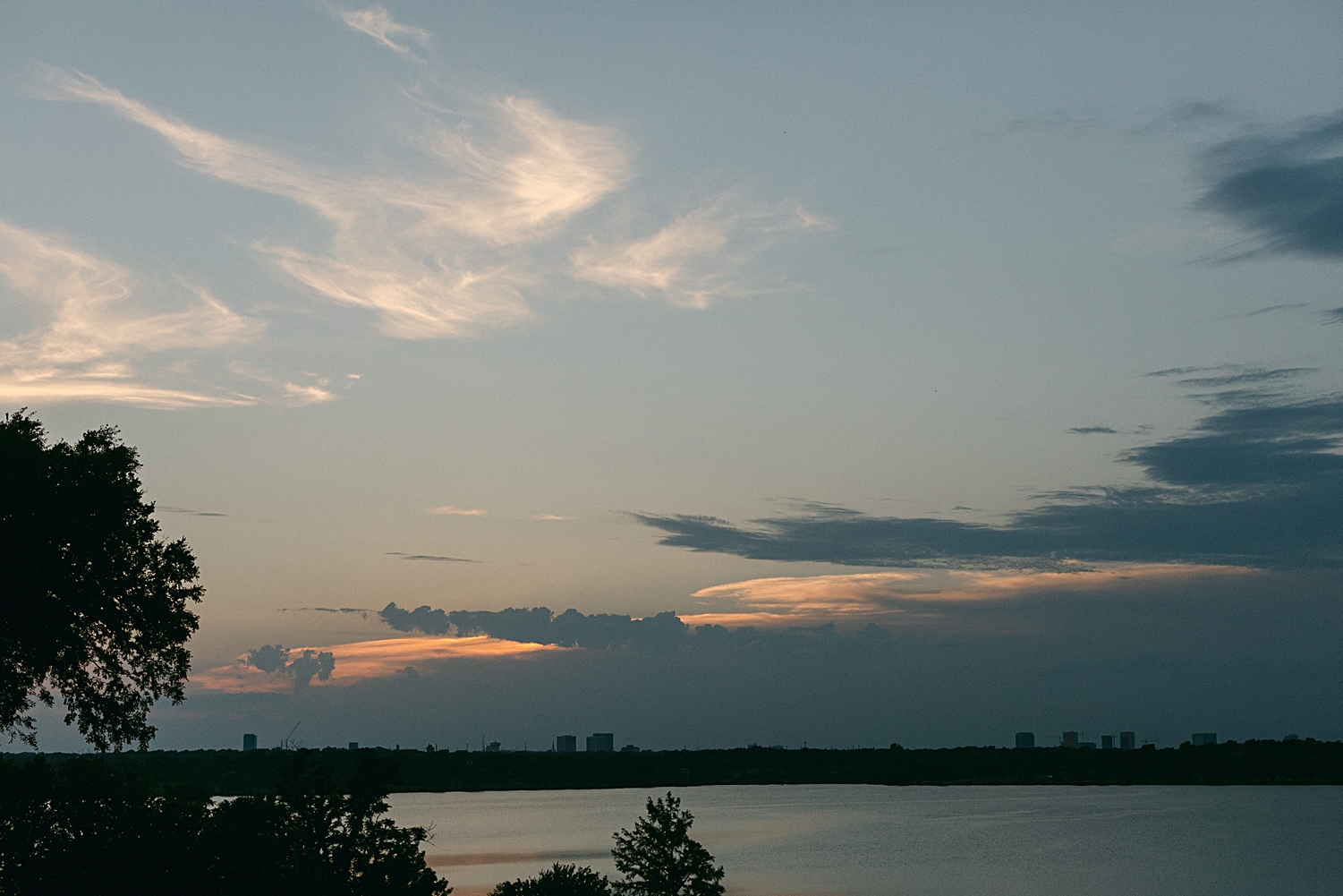 Sunset over White Rock lake in Dallas, Texas