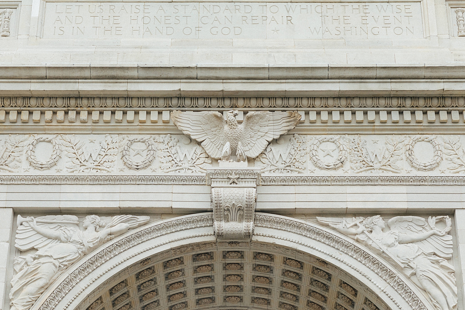details of Washington Arch in NYC