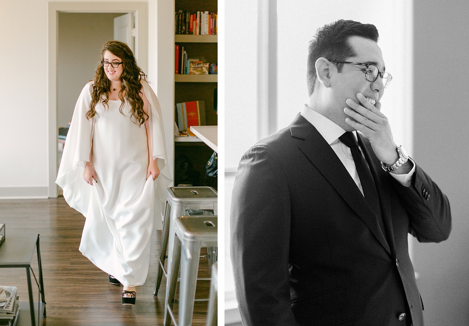Intimate Houston, Texas micro Wedding first look with bride and groom