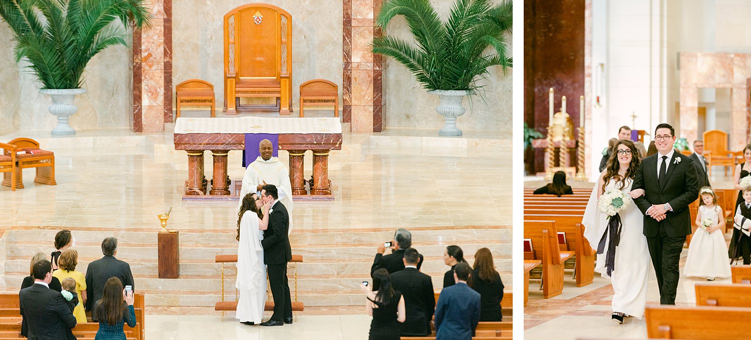Cathedral of the Sacred Heart Houston, Texas Wedding first kiss and recessional