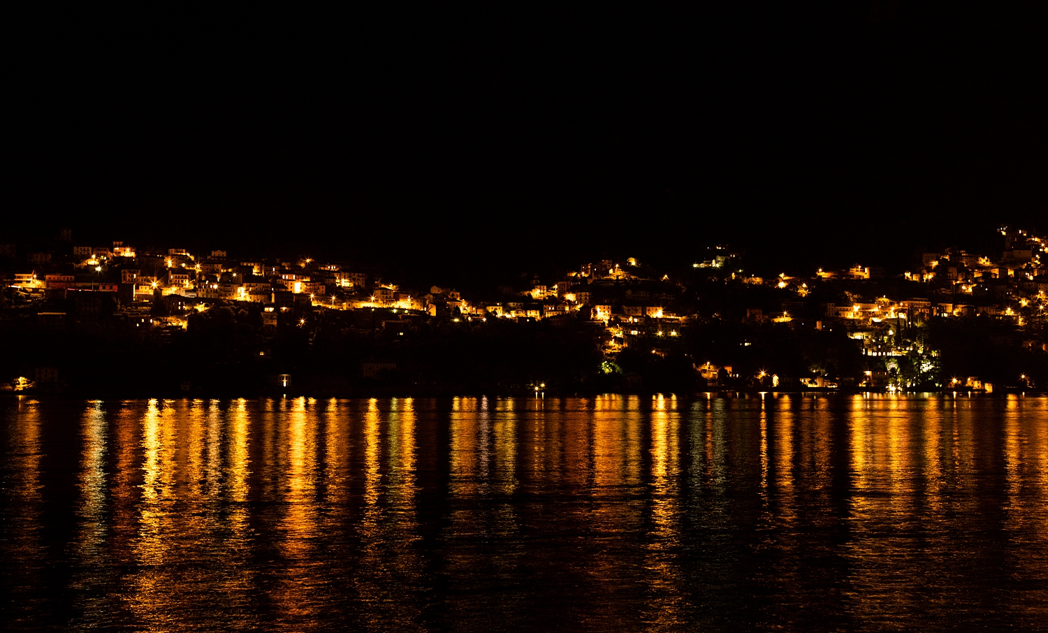 Lake Como Village at night orange yellow lights