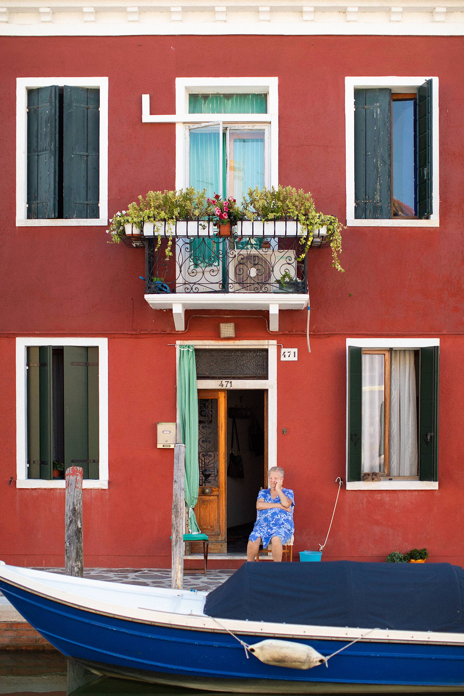 Burano Italy Street Scene red building