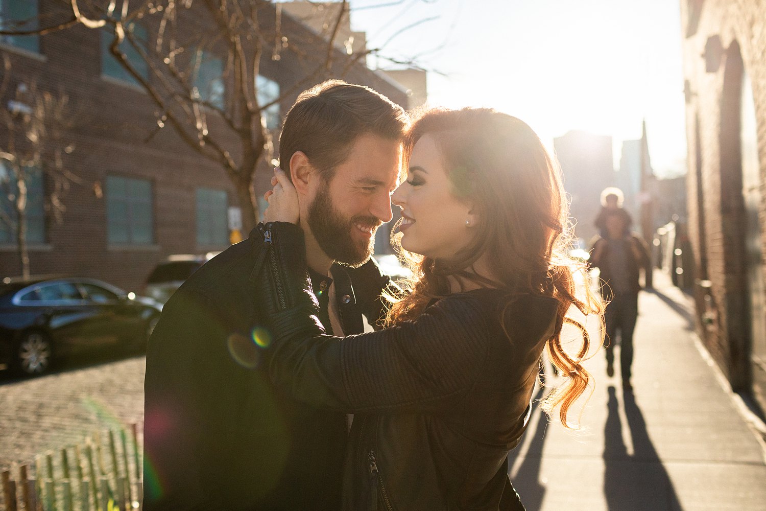 Dumbo Brooklyn couple engagement session at sunset