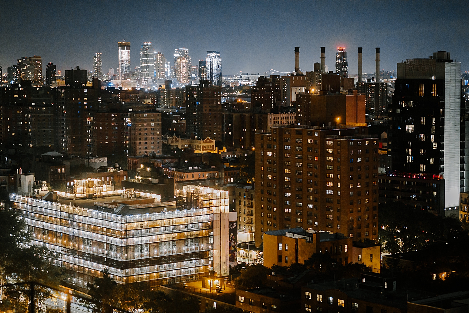 manhattan landscape from above at night 