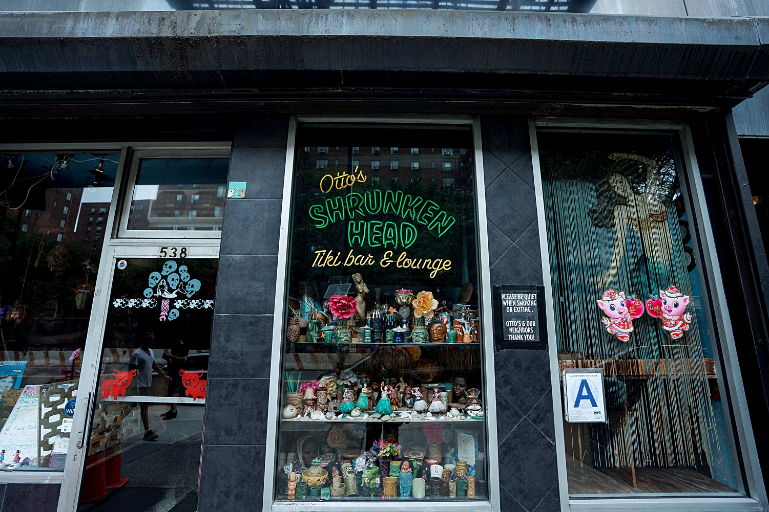 outdoor facade of otto's shrunken head tiki bar NYC