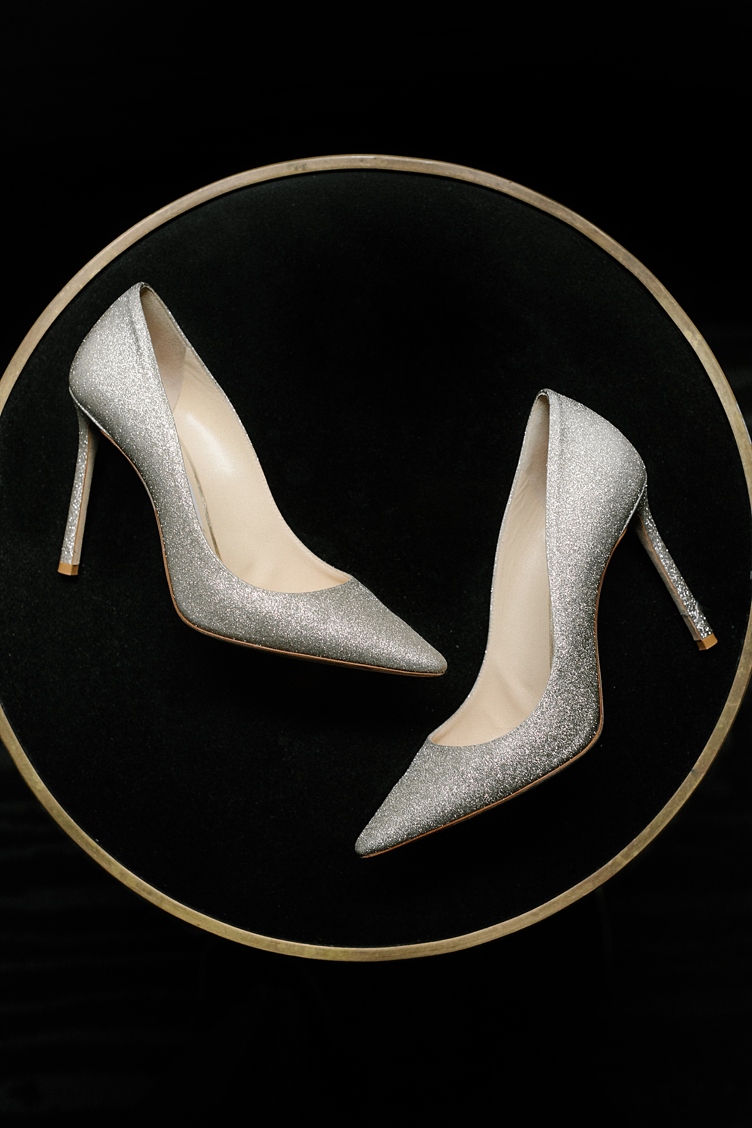 silver glitter Jimmy Choo high heel shoes bridal